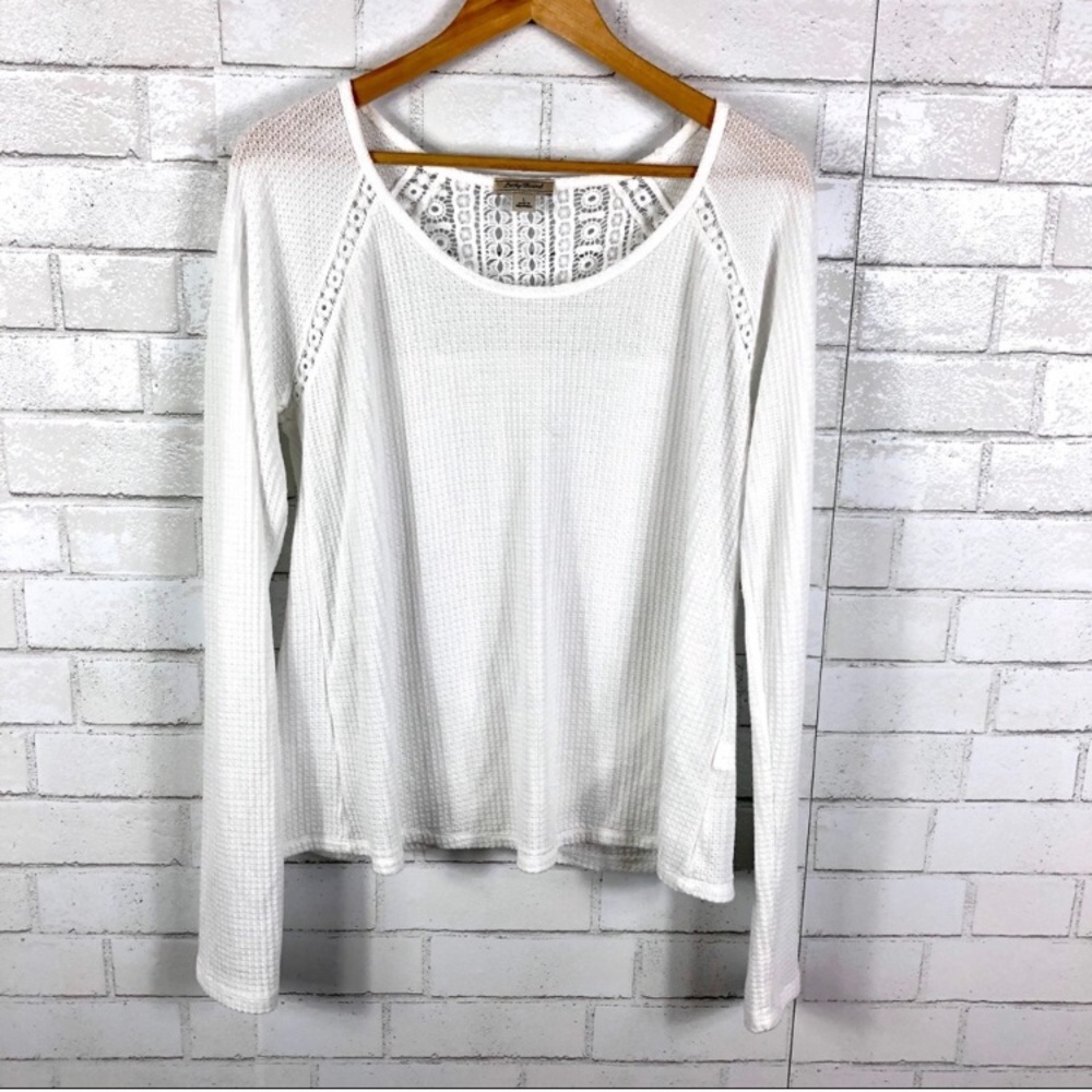 Lucky Brand Blouse. Waffle thermal, Crochet